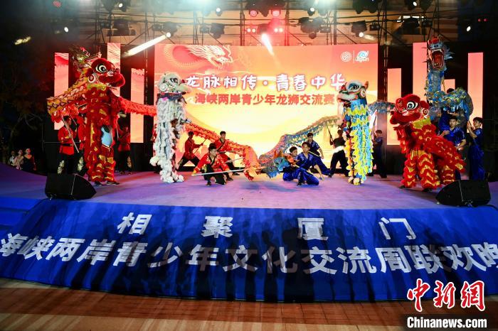 兩岸青少年同臺呈現龍獅表演?！⊥鯑|明 攝