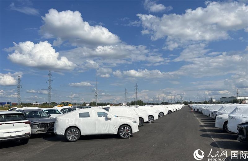 莫斯科別雷拉斯特物流中心內的中國品牌汽車。人民網記者 申佳平攝