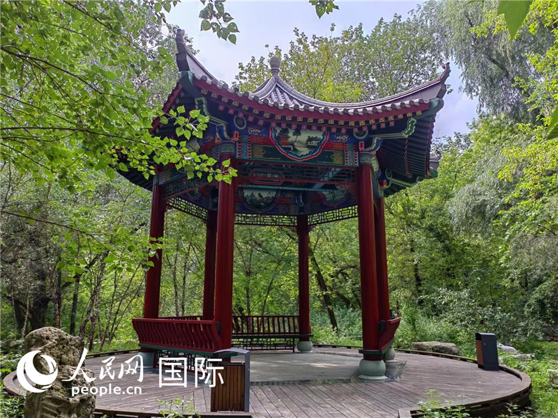 莫斯科中國貿易中心的中式園林“華銘園”一角。人民網記者 申亞欣攝