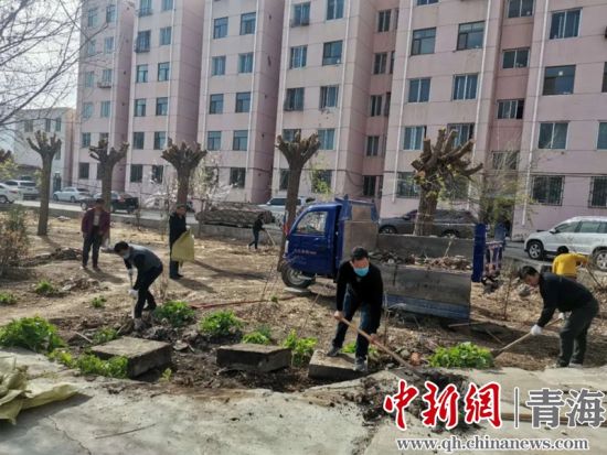 圖為尖扎干部職工生態建設和環境保護現場。尖宣 供圖