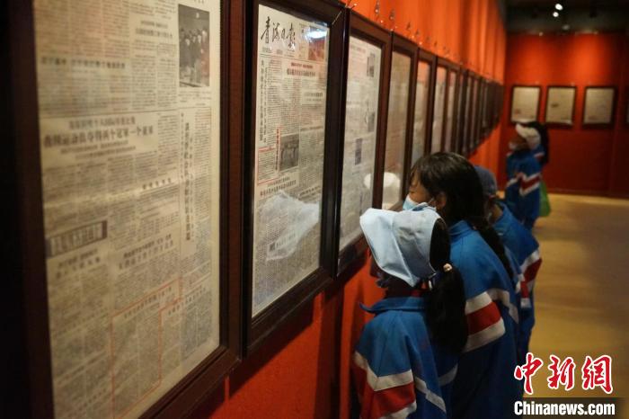 資料圖為玉樹市第四完小學(xué)生參觀鑄牢中華民族共同體意識主題展?！『F龍 攝